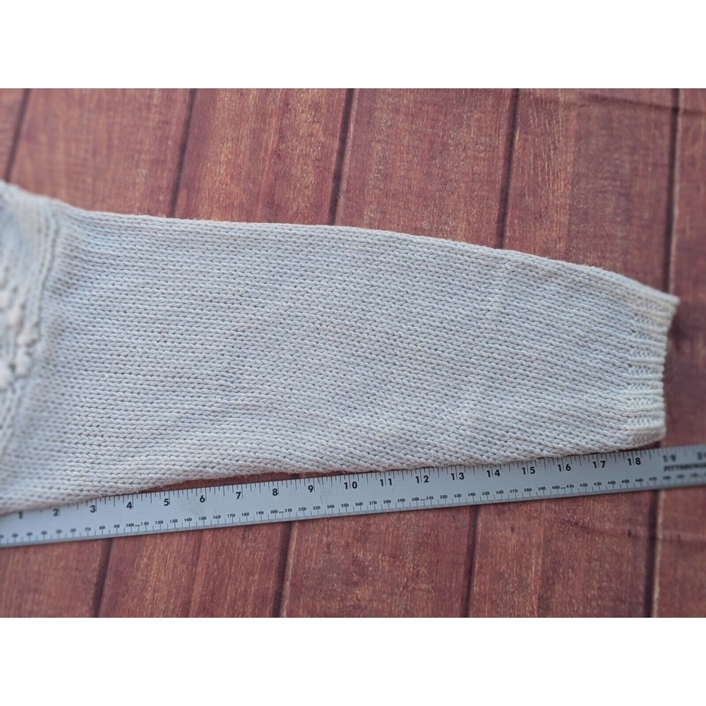 Vintage Pearl Bobble Knit Granny sweater rose bud lady slipper sz L 80s - Picture 8 of 10